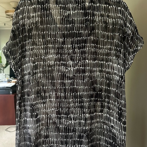 H BY HALSTON Sheer Midi Shirt Dress Cover Up Oversized Layer Beach Resort Size M - Picture 11 of 15